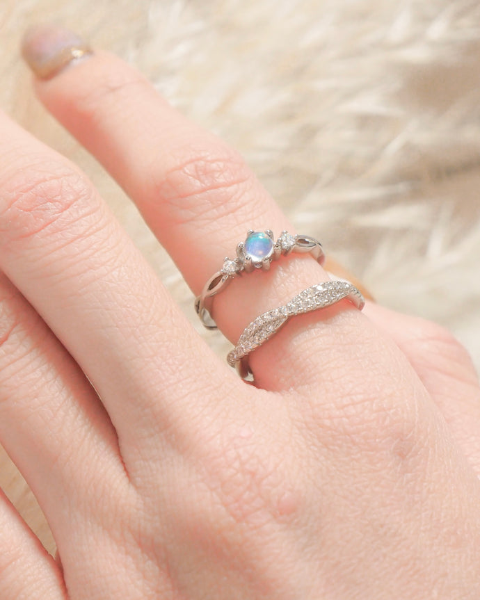Moon River & Wave - 925 Silver Moonstone / CZ Rings